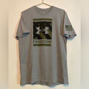 Under Armour Men’s SZ Large Gray and Green Short Sleeve Tee